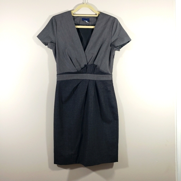 J Crew 100% Wool gray black midi dress Size 4